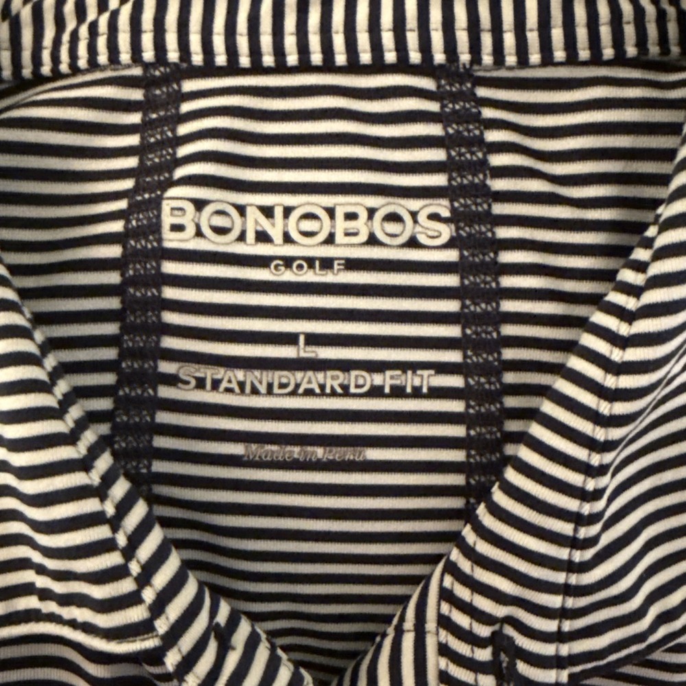Bonobos Golf Polo Shirt Mens Large Standard Fit Blue Striped M-Flex Performance - Picture 7 of 8